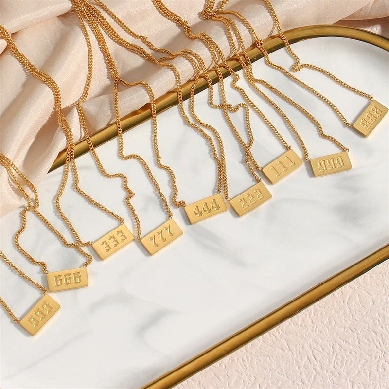 Wholesale Titanium Steel Creative 1 To 9 Golden Angel Number Necklace